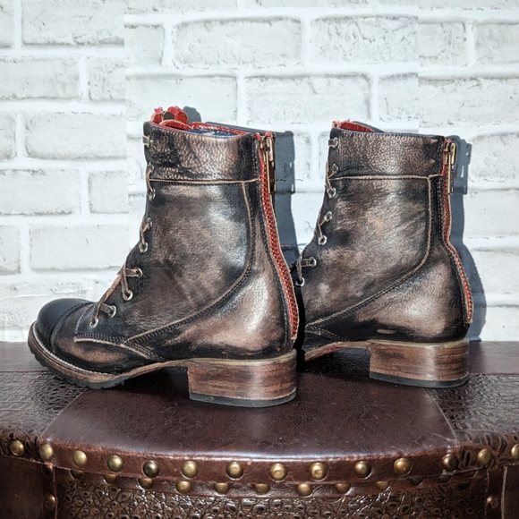 Freebird Liverpool Boot Size 9 RED ZIPPER Distressed Brown - Picture 8 of 11